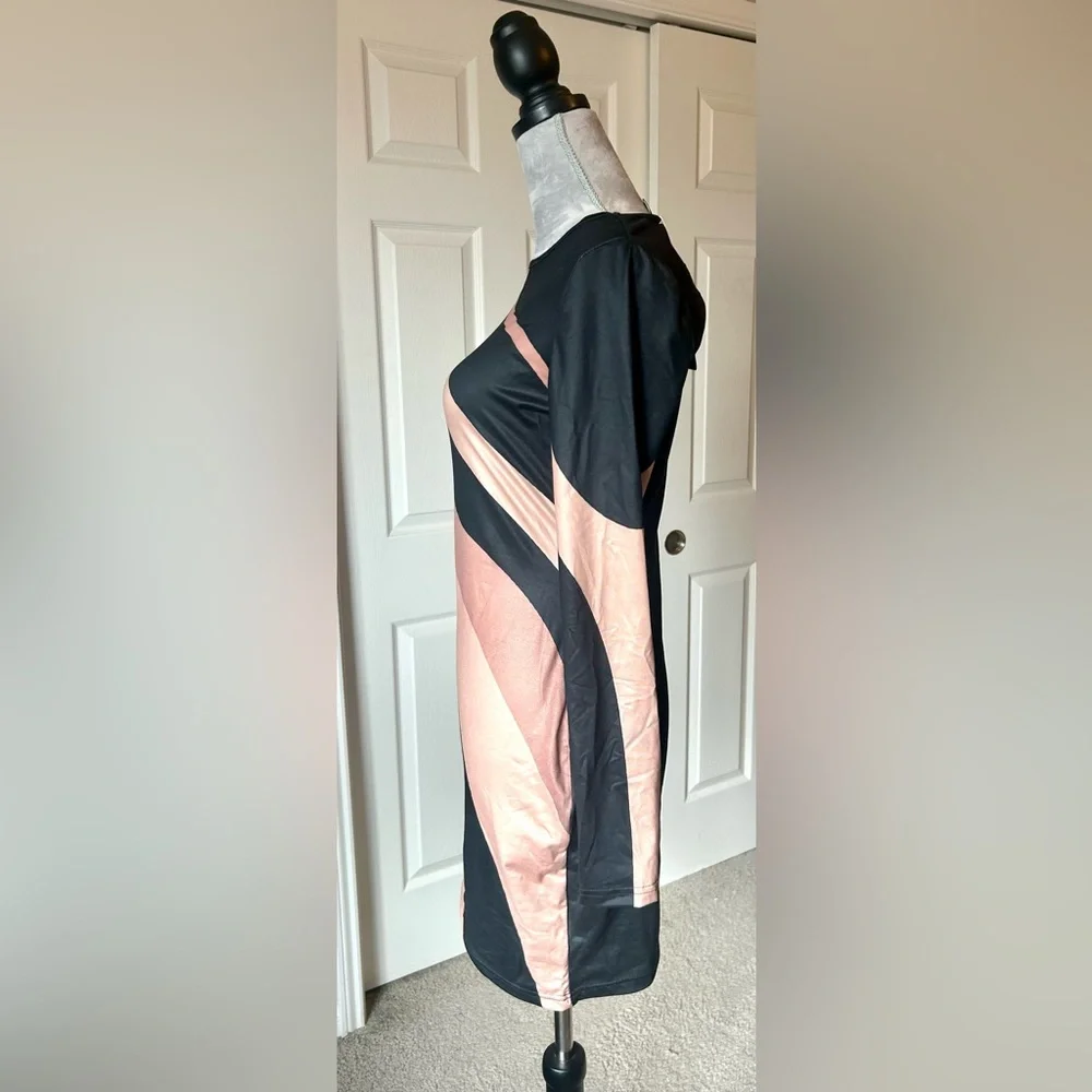 NWT SHEIN Black and Tan‎ Striped Dress
